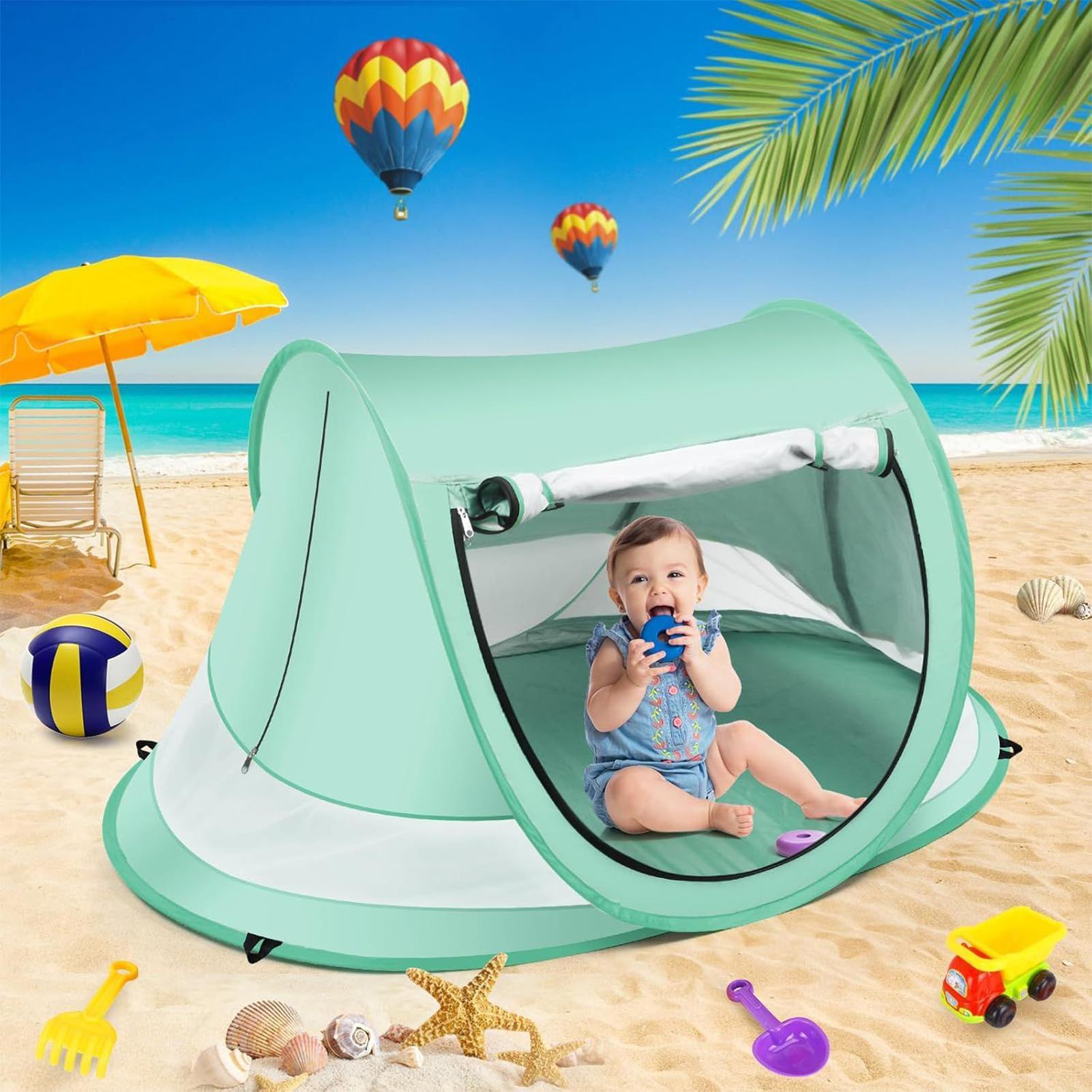 Kids Outdoor Tent - เต็นท์ชายหาดสำหรับเด็กเล็ก เต็นท์กันแดดสำหรับเด็ก ป้องกันรังสียูวี พับเก็บได้ ใช้สำหรับตั้งแคมป์ พักผ่อนริมสระน้ำ