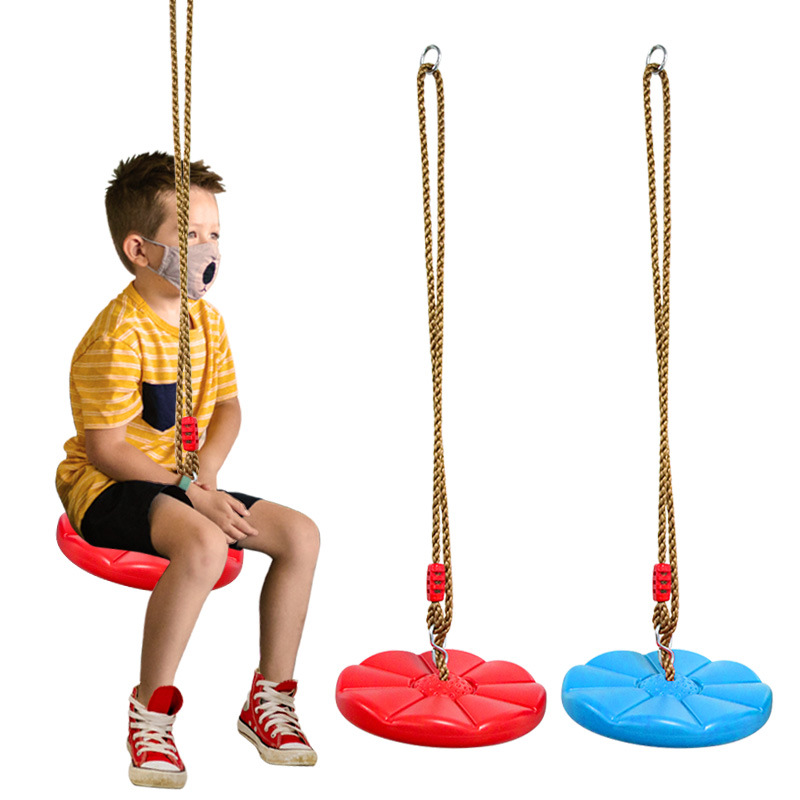 Kids Outdoor Swing And Slide - เด็ก Disc Swing เด็กกีฬาในร่มและกลางแจ้งสีแดงสีฟ้าหนาแปดเหลี่ยมกลีบ Swing แขวน