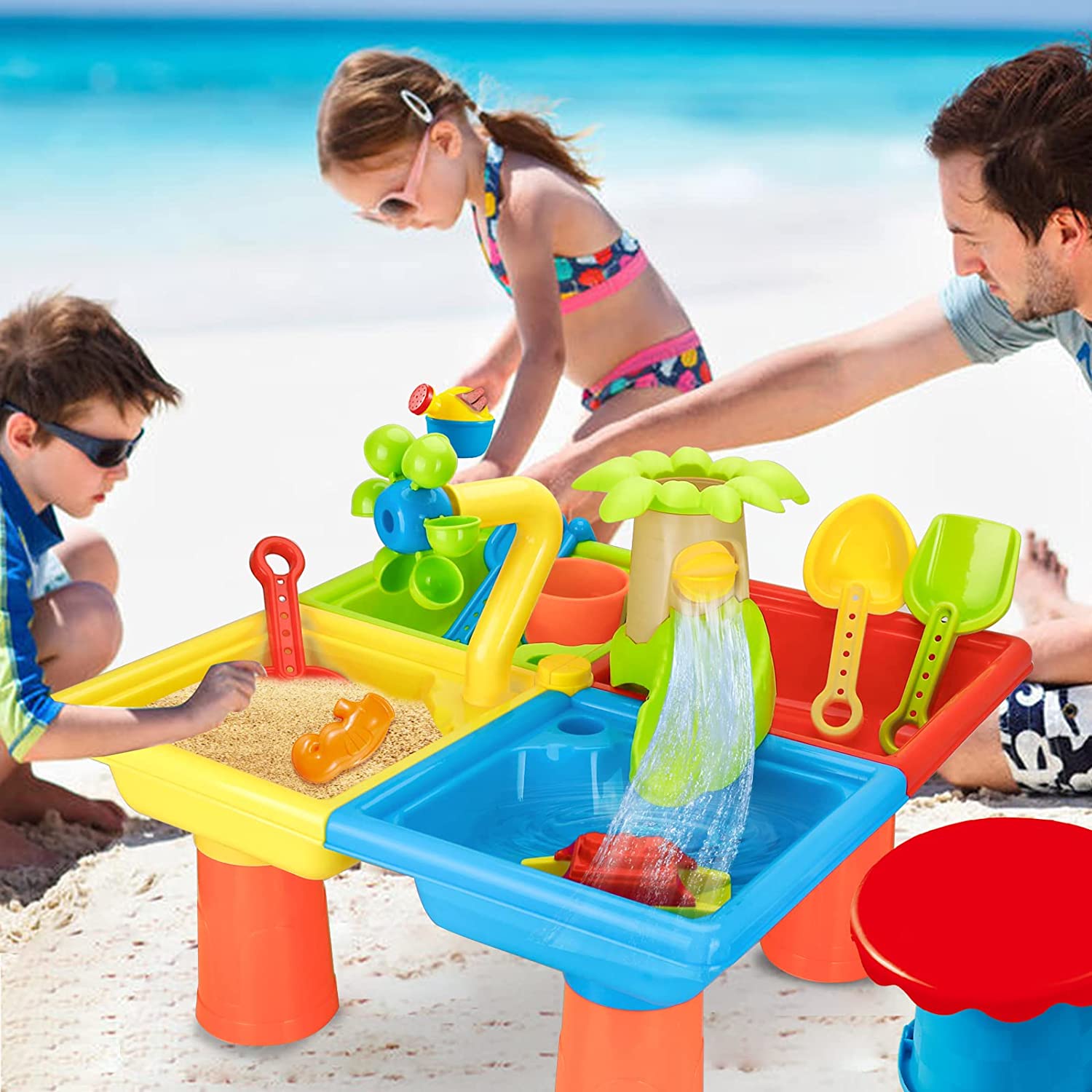 Kids Outdoor Nature Play - ของเล่นสำหรับเด็กเล่นทรายบนโต๊ะชายหาดชุดของเล่นสำหรับเล่นเกมกลางแจ้งเครื่องมือขุดทรายสำหรับเด็กเล่นบนโต๊ะชายหาดชุดของเล่นสำหรับเป็นของขวัญสำหรับเด็ก
