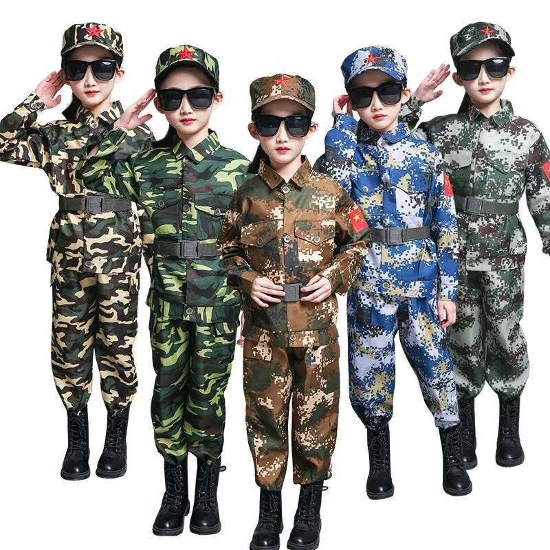 Kids Outdoor Ninja Equipment - ชายหญิงทหารเครื่องแบบฝึกอบรมเด็ก COMBAT ยุทธวิธีลวงตาฤดูร้อน Camp PARTY เครื่องแต่งกายเด็กฮาโลวีนกองทัพชุด