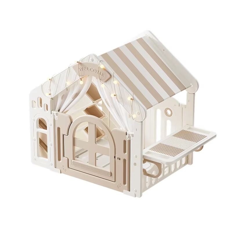Kids Outdoor Tent - เต็นท์บ้านเด็กเล่นพลาสติกสำหรับเด็กวัยหัดเดิน ใช้ได้ทั้งในร่มและกลางแจ้ง รูปทรงปราสาทพร้อมฐานลับ สำหรับเล่นเกมและสร้างบ้านจำลอง