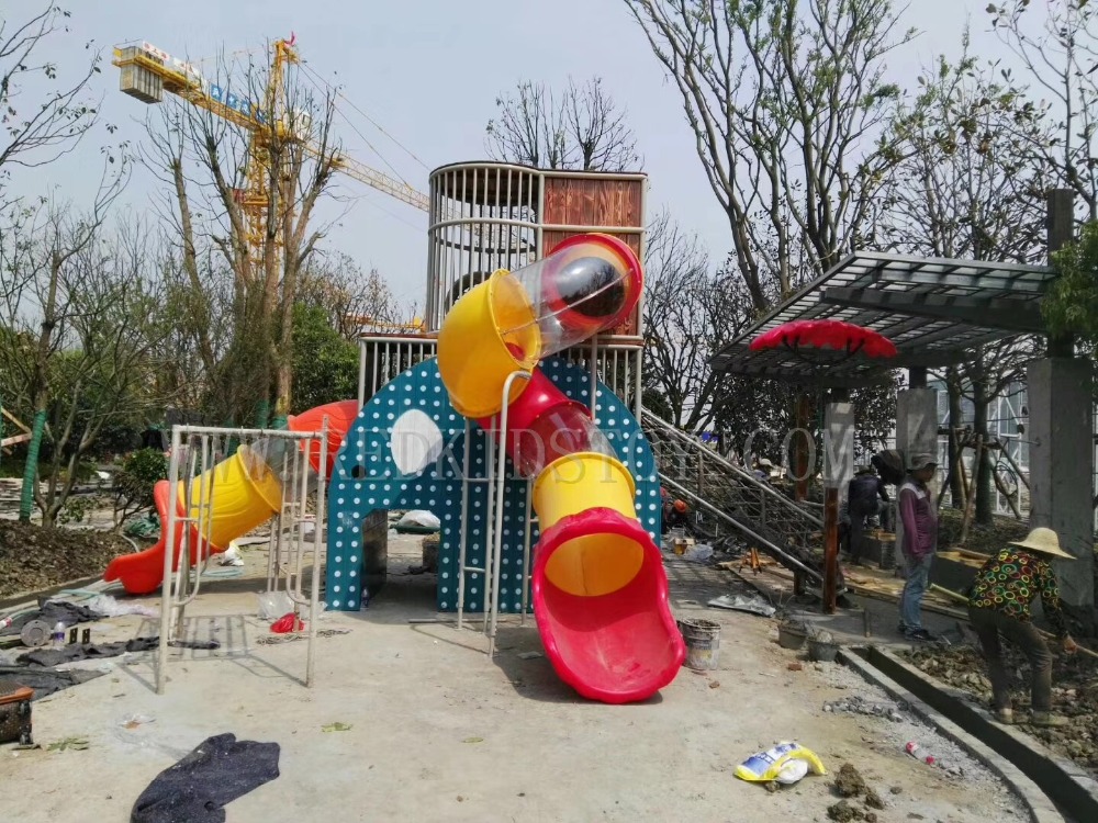 Kids Outdoor Gym Equipment - เครื่องเล่นสนามเด็กเล่นธีมเมือง ปี 2018 ได้รับการรับรองมาตรฐาน CE รูปช้างการ์ตูน