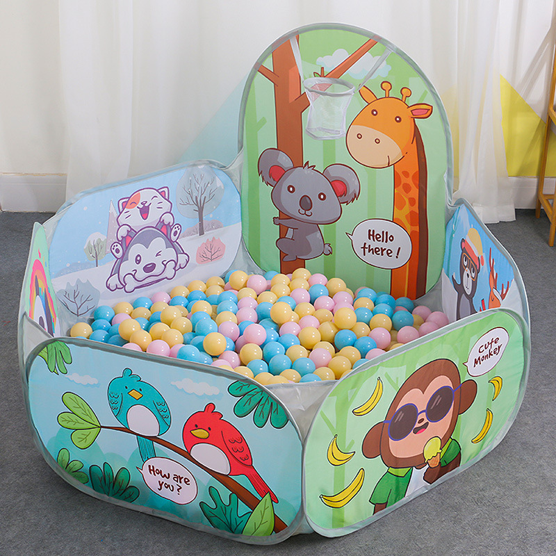 Kids Outdoor Nature Play - การ์ตูนสัตว์แบบพกพาพับเต็นท์ในร่มกลางแจ้งการศึกษาของเล่นที่มีสีสัน Ball Pool Pit Play House
