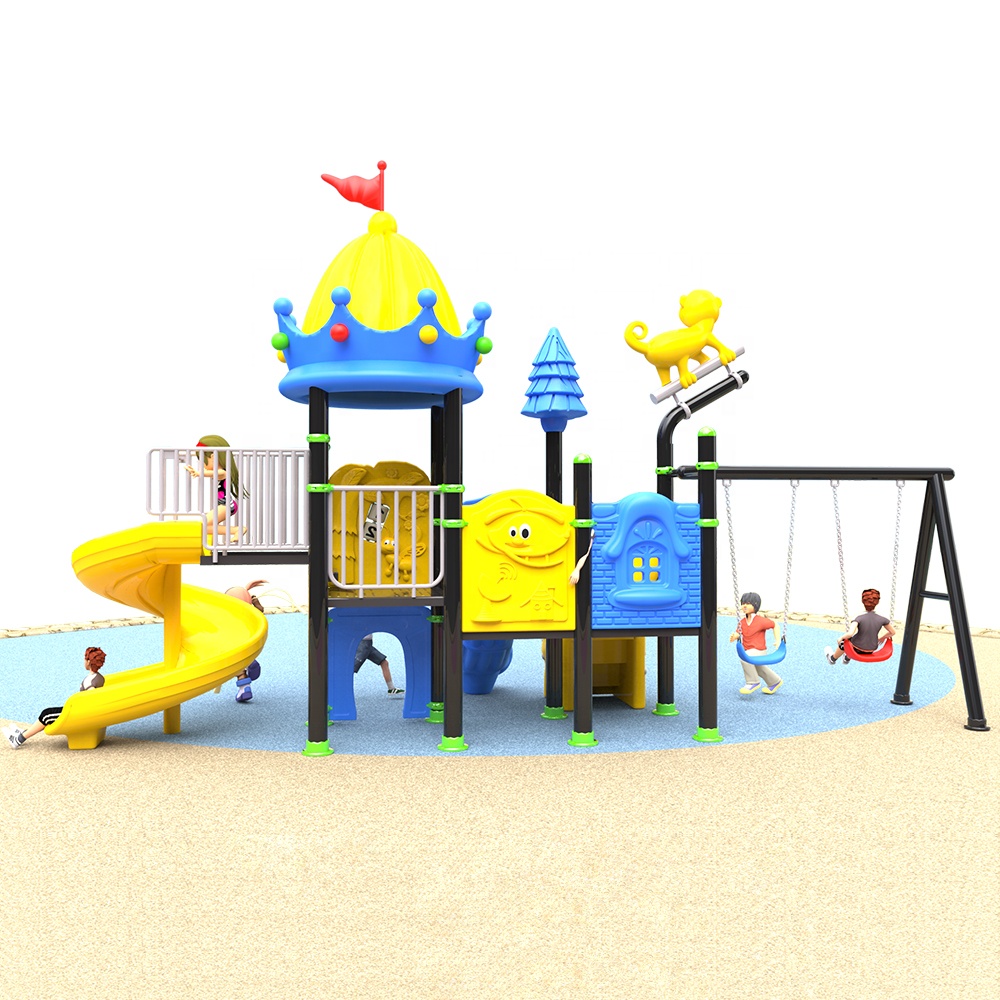 Kids Outdoor Swing And Slide - ชุดสไลเดอร์และชิงช้าพลาสติกสำหรับเด็ก สนามเด็กเล่นกลางแจ้งสำหรับศูนย์รับเลี้ยงเด็ก ขายส่งอเนกประสงค์