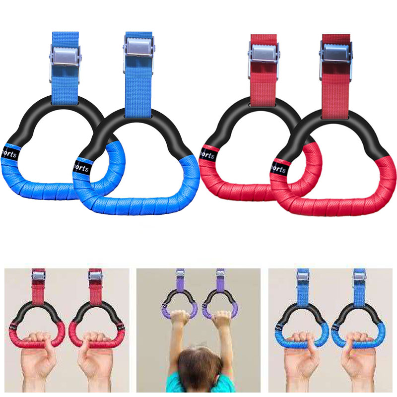 Kids Outdoor Gym Equipment - ห่วงยิมนาสติกสำหรับเด็กพร้อมสายปรับระดับได้ อุปกรณ์ออกกำลังกายที่บ้าน ฝึกฝนสมรรถภาพร่างกาย ของเล่นกีฬาในร่มและกลางแจ้ง