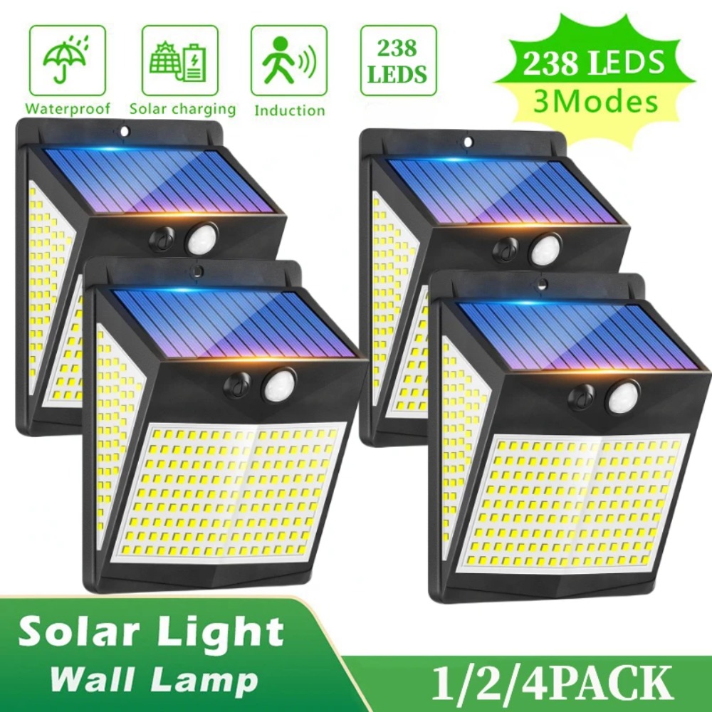 Balance Beam Outdoor - โคมไฟติดผนัง238 LED lampu tenaga Surya กลางแจ้งในสวนมี3โหมดพร้อมเซ็นเซอร์ตรวจจับการเคลื่อนไหว