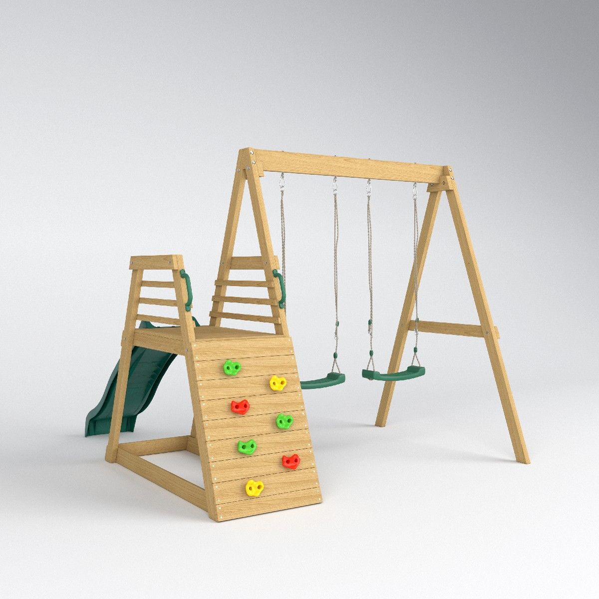 Kids Outdoor Swing And Slide - 2026 ชุดสนามเด็กเล่นเป่าลมพร้อมสไลเดอร์และชิงช้าสำหรับเด็ก สนามเด็กเล่นกลางแจ้งในสวนหลังบ้าน ชุดชิงช้าไม้สำหรับเด็ก