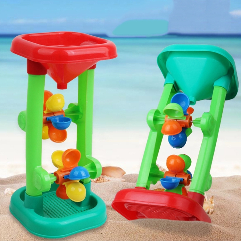 Kids Outdoor Nature Play - ล้อคู่จับเวลาทรายของเล่นสำหรับเด็กหมุนช่องทางสำหรับชายหาดและน้ำเล่นกลางแจ้งวันหยุดสนุกเล่นทรายของเล่น 15UB