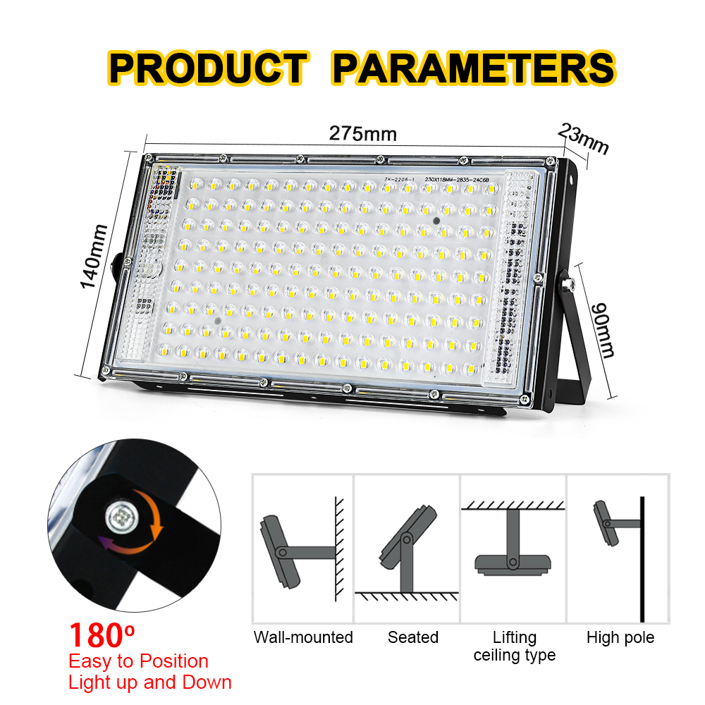 50W 100W 150W ไฟ LED น้ําท่วม  - Balance Beam Outdoor บทวิจารณ์และราคา