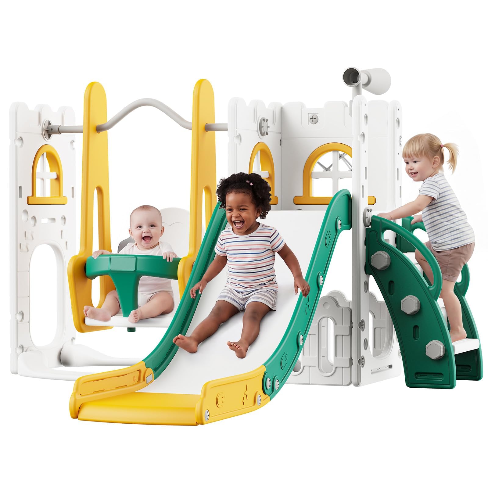 ชุดสไลด์และชิงช้า 7 in 1 สำหรั - Kids Outdoor Swing And Slide บทวิจารณ์และราคา