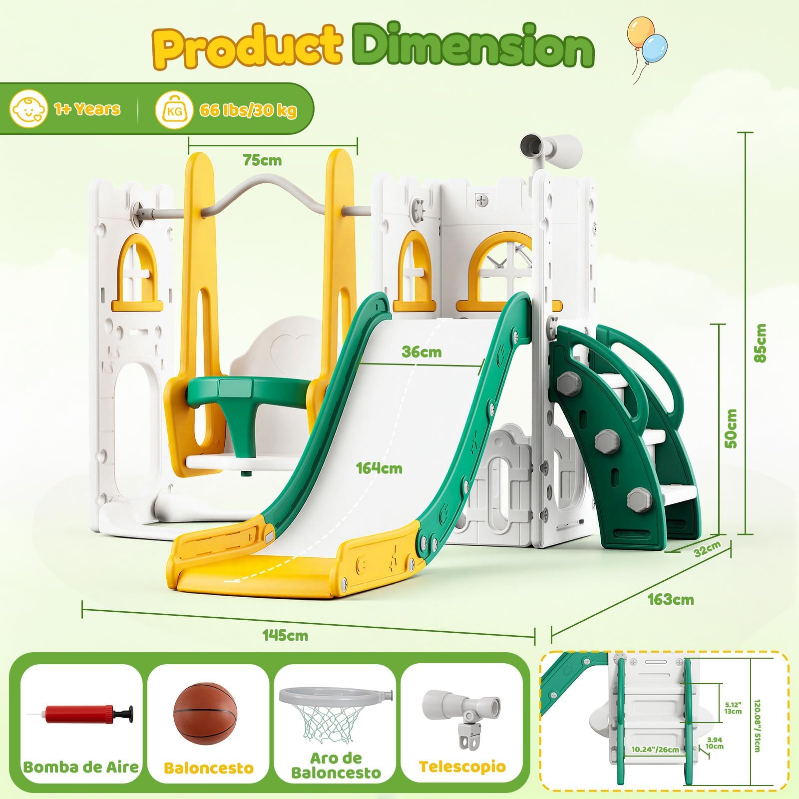 ชุดสไลด์และชิงช้า 7 in 1 สำหรั - Kids Outdoor Swing And Slide บทวิจารณ์และราคา