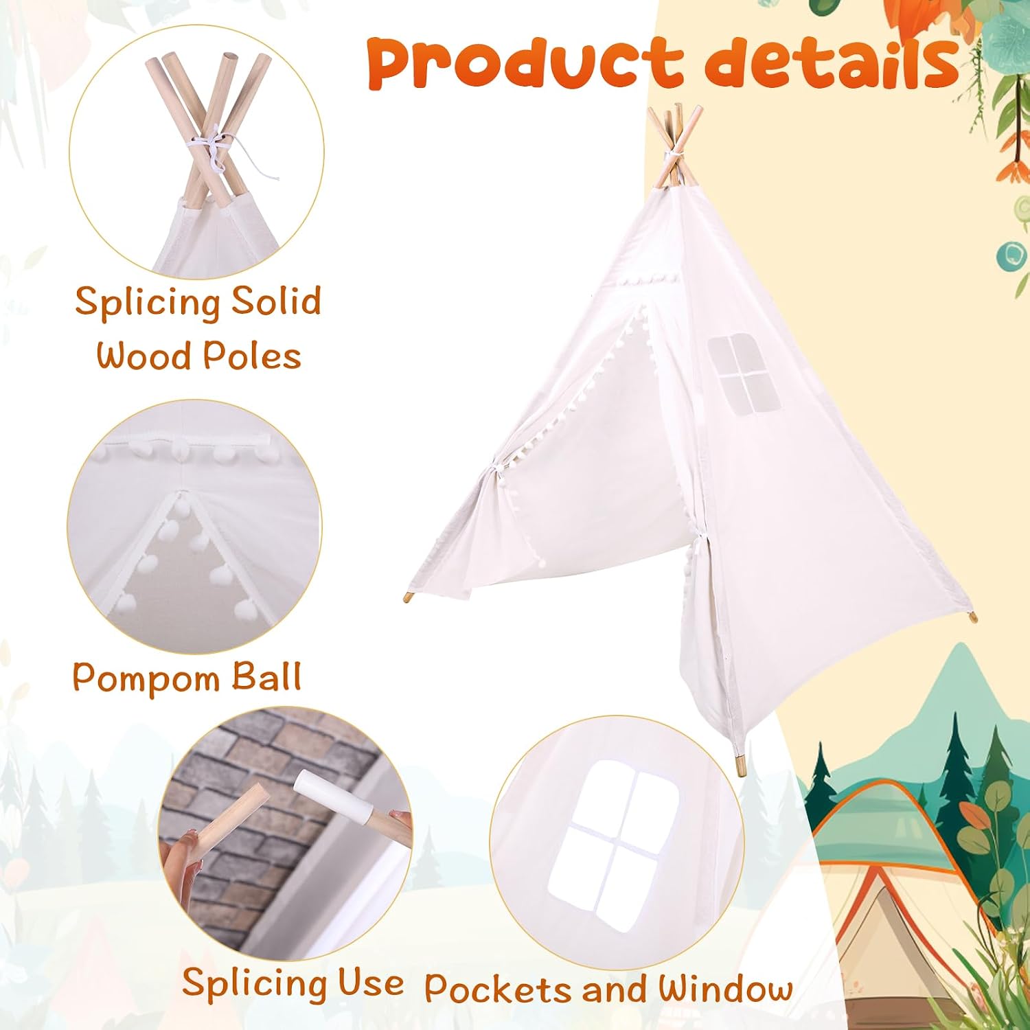 Windyun 6 Pcs Kids Teepee Tent - Kids Outdoor Tent บทวิจารณ์และราคา